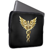 Gold Polygonal Symbol Caduceus Laptopschutzhülle (Vorne Rechts)