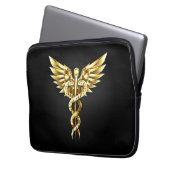 Gold Polygonal Symbol Caduceus Laptopschutzhülle (Vorderseite Links)