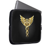 Gold Polygonal Symbol Caduceus Laptopschutzhülle (Vorne Rechts)