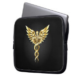 Gold Polygonal Symbol Caduceus Laptopschutzhülle (Vorderseite Links)