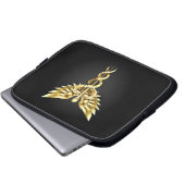 Gold Polygonal Symbol Caduceus Laptopschutzhülle (Vorne Knopf)