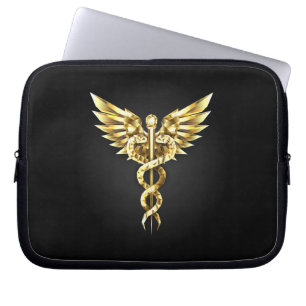 Gold Polygonal Symbol Caduceus Laptopschutzhülle