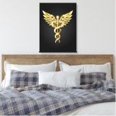 Gold Polygonal Symbol Caduceus Leinwanddruck (Insitu (Schlafzimmer))