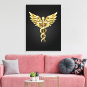 Gold Polygonal Symbol Caduceus Leinwanddruck (Insitu (Wohnzimmer))