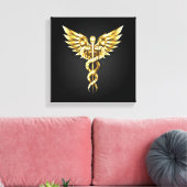 Gold Polygonal Symbol Caduceus Leinwanddruck (Insitu (Wohnzimmer))