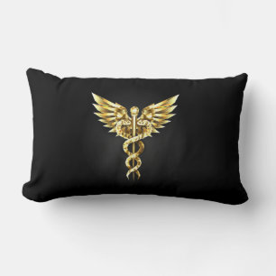 Gold Polygonal Symbol Caduceus Lendenkissen