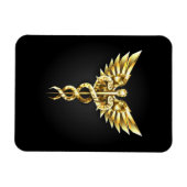 Gold Polygonal Symbol Caduceus Magnet (Horizontal)