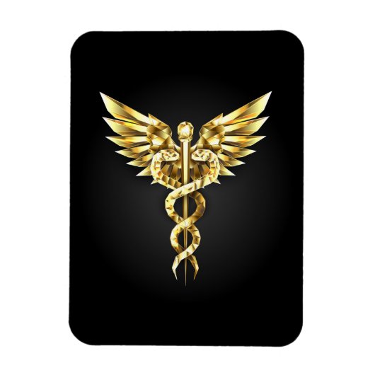 Gold Polygonal Symbol Caduceus Magnet (Vertikal)
