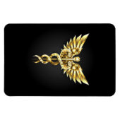 Gold Polygonal Symbol Caduceus Magnet (Horizontal)
