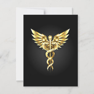 Gold Polygonal Symbol Caduceus Magneteinladung