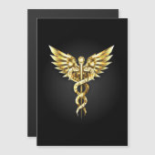 Gold Polygonal Symbol Caduceus Magneteinladung (Vorne/Hinten)