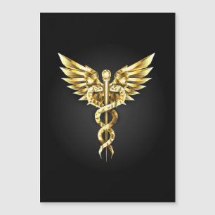 Gold Polygonal Symbol Caduceus Magneteinladung