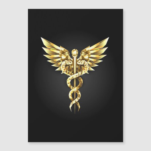 Gold Polygonal Symbol Caduceus Magneteinladung (Vorderseite)
