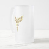 Gold Polygonal Symbol Caduceus Mattglas Bierglas (Vorderseite Links)