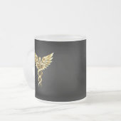 Gold Polygonal Symbol Caduceus Mattglastasse (Vorderseite Links)