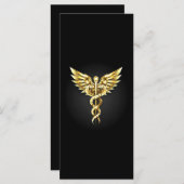 Gold Polygonal Symbol Caduceus Menükarte (Vorne/Hinten)
