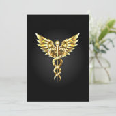 Gold Polygonal Symbol Caduceus Menükarte (Stehend Vorderseite)