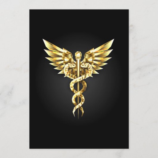Gold Polygonal Symbol Caduceus Menükarte (Vorderseite)