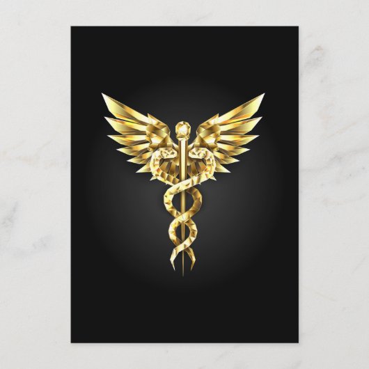 Gold Polygonal Symbol Caduceus Menükarte (Vorderseite)