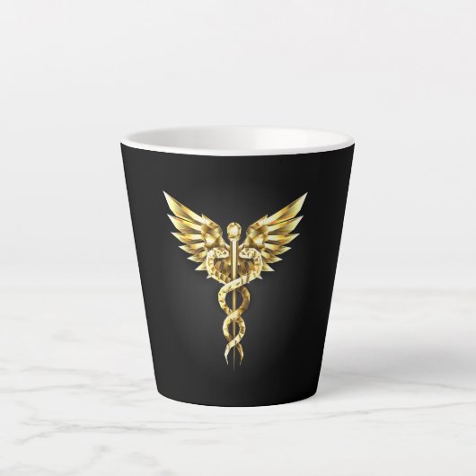 Gold Polygonal Symbol Caduceus Milchtasse (Vorderseite)