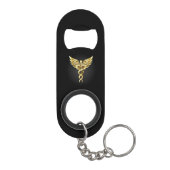 Gold Polygonal Symbol Caduceus Mini Flaschenöffner (Rückseite)