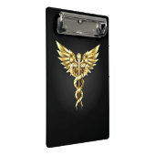 Gold Polygonal Symbol Caduceus Mini Klemmbrett (Schrägansicht)