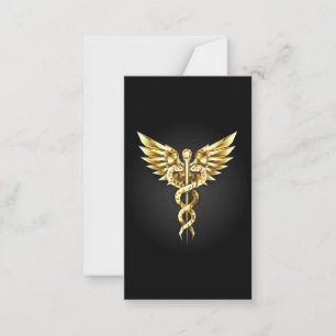 Gold Polygonal Symbol Caduceus Mitteilungskarte