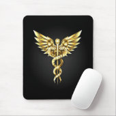 Gold Polygonal Symbol Caduceus Mousepad (Mit Mouse)