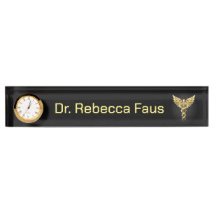 Gold Polygonal Symbol Caduceus Namensplakette