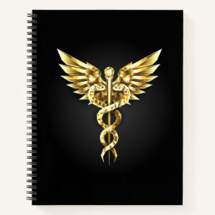 Gold Polygonal Symbol Caduceus Notizblock