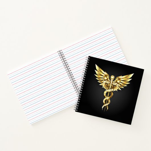 Gold Polygonal Symbol Caduceus Notizblock (Innenseite)
