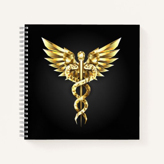 Gold Polygonal Symbol Caduceus Notizblock (Vorderseite)