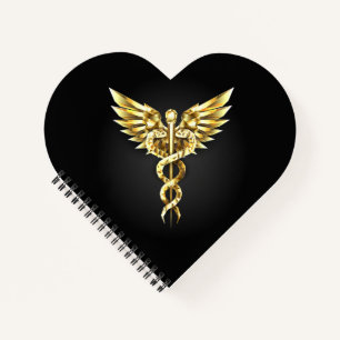 Gold Polygonal Symbol Caduceus Notizblock