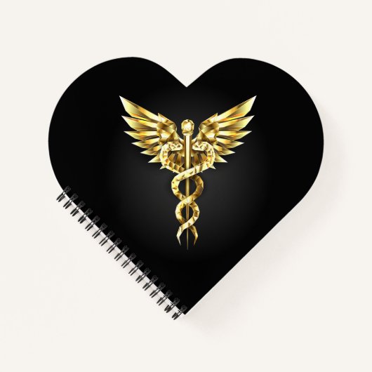 Gold Polygonal Symbol Caduceus Notizblock (Vorderseite)