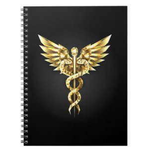 Gold Polygonal Symbol Caduceus Notizblock