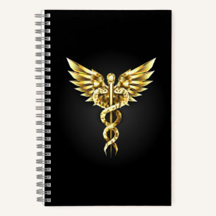 Gold Polygonal Symbol Caduceus Notizblock