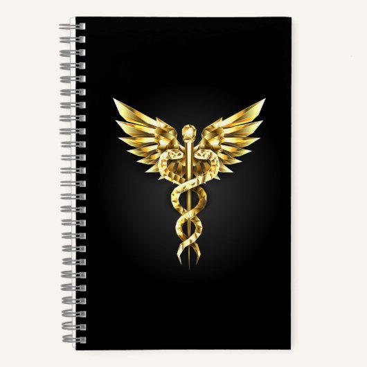 Gold Polygonal Symbol Caduceus Notizblock (Vorderseite)