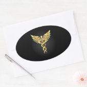 Gold Polygonal Symbol Caduceus Ovaler Aufkleber (Umschlag)