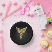 Gold Polygonal Symbol Caduceus Pappteller (Party)