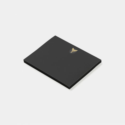 Gold Polygonal Symbol Caduceus Post-it Klebezettel (angewinkelt)