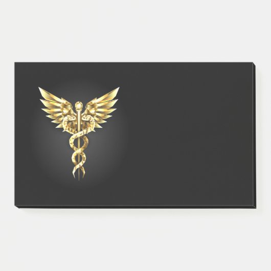 Gold Polygonal Symbol Caduceus Post-it Klebezettel (Vorderseite)