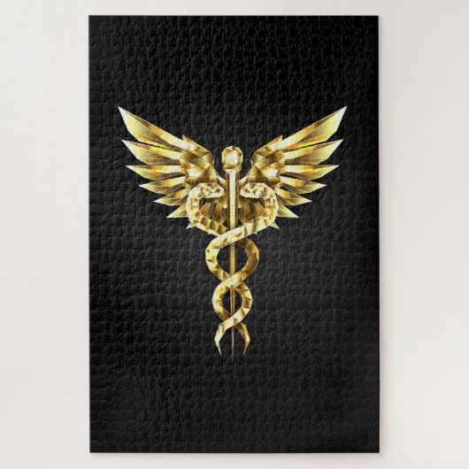 Gold Polygonal Symbol Caduceus Puzzle (Vertikal)