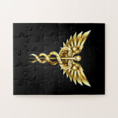 Gold Polygonal Symbol Caduceus Puzzle (Horizontal)