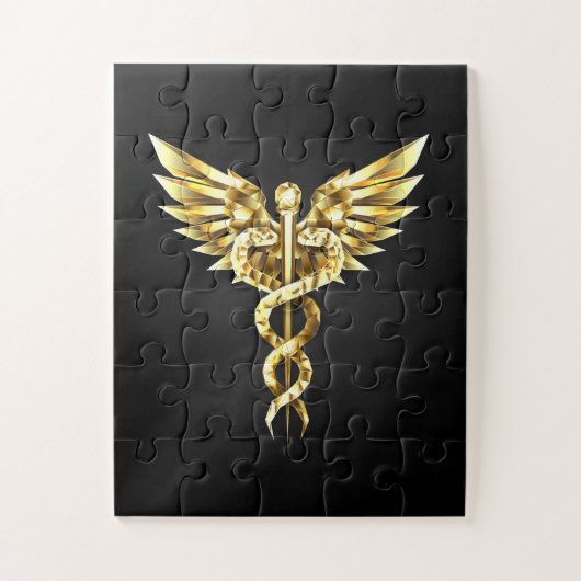 Gold Polygonal Symbol Caduceus Puzzle (Vertikal)