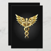 Gold Polygonal Symbol Caduceus Save The Date (Vorne/Hinten)
