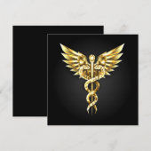 Gold Polygonal Symbol Caduceus Save The Date (Vorne/Hinten)