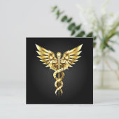 Gold Polygonal Symbol Caduceus Save The Date (Stehend Vorderseite)