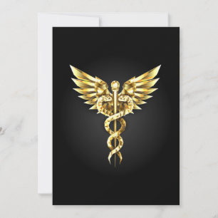 Gold Polygonal Symbol Caduceus Save The Date