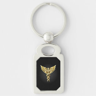 Gold Polygonal Symbol Caduceus Schlüsselanhänger