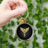 Gold Polygonal Symbol Caduceus Schlüsselanhänger (Hand)